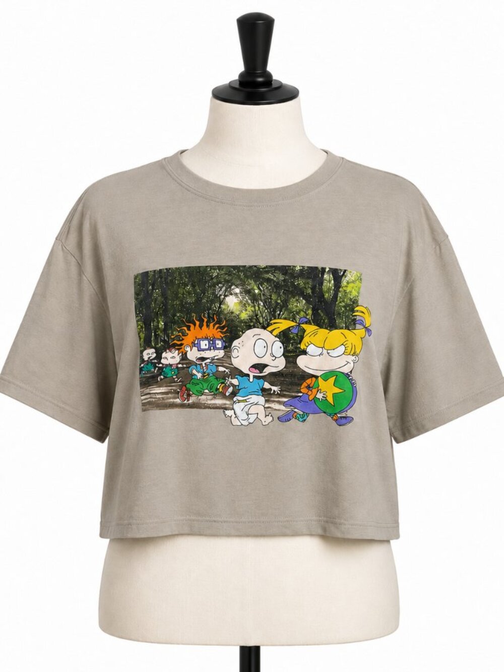 Nickelodeon Rugrats Tan Graphic Crop T Shirt Y2K Cartoon Tee Size S